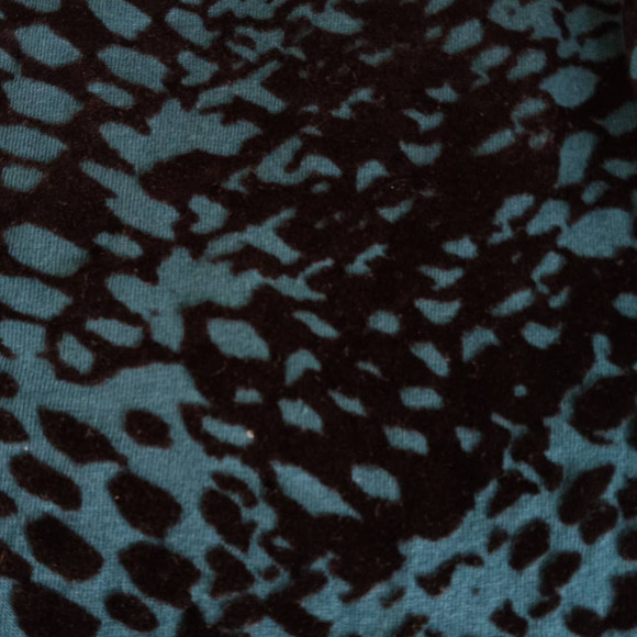 Chico's | Teal & Black Velvet Flocked Balloon Sleeve Knit Top - Picture 10 of 12